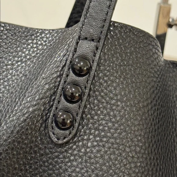 Rebecca Minkoff Black Studded Pebbled Leather Unlined Tote Wallet Set - Picture 10 of 17